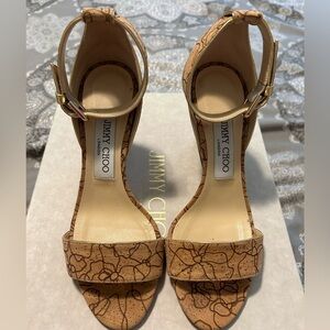 Jimmy Choo Edina Etched Cork Ankle 85mm Sz 6.5/36